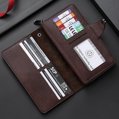 Vintage Buckle Mens Long Wallet with Wristles Snap Wallet for Women Large Mens Wallet Zipper Pocket & 15 Card Slots & ID Window Valentine's Day Gift for Him in Saudi Arabia