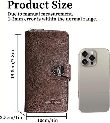 Vintage Buckle Mens Long Wallet with Wristles Snap Wallet for Women Large Mens Wallet Zipper Pocket & 15 Card Slots & ID Window Valentine's Day Gift for Him in Saudi Arabia