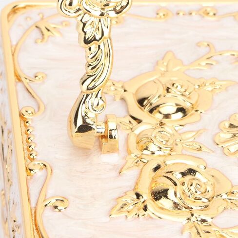 Vintage Jewelry Box, 3 Layers Small Trinket Box with Handle, Rectangular Trinket Organizer Storage Box Treasure Chest Box Jewelry Decorative Box Jewelry Box Gift Box Case (White) in Saudi Arabia