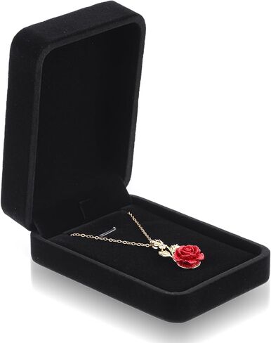 Yolev Velvet Necklace Gift Boxes Black Pendant Box for Jewelry Gifts Small Jewelry Gift Box Storage Display Case for Necklace Wedding Engagement Birthday Anniversary Valentine's Day in Saudi Arabia