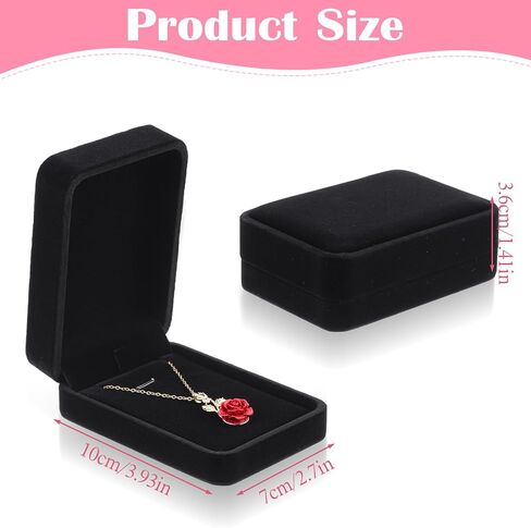 Yolev Velvet Necklace Gift Boxes Black Pendant Box for Jewelry Gifts Small Jewelry Gift Box Storage Display Case for Necklace Wedding Engagement Birthday Anniversary Valentine's Day in Saudi Arabia