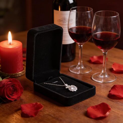 Yolev Velvet Necklace Gift Boxes Black Pendant Box for Jewelry Gifts Small Jewelry Gift Box Storage Display Case for Necklace Wedding Engagement Birthday Anniversary Valentine's Day in Saudi Arabia