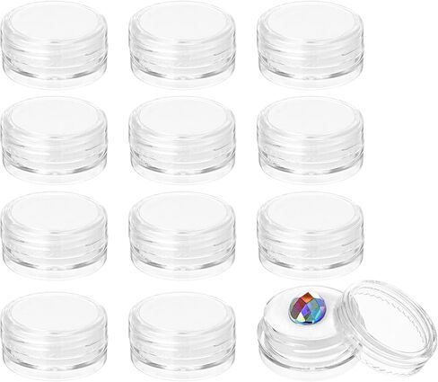 12 PCS Small Display Case, Round Small Loose Diamond Gemstone Display Box Bead Storage Container Round Jewelry Show Box Plastic Crystal Show Case Container Holder with Clear Top Lid and Sponge in Saudi Arabia