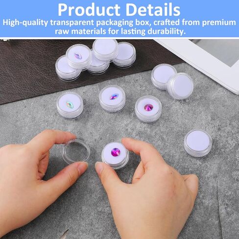 12 PCS Small Display Case, Round Small Loose Diamond Gemstone Display Box Bead Storage Container Round Jewelry Show Box Plastic Crystal Show Case Container Holder with Clear Top Lid and Sponge in Saudi Arabia