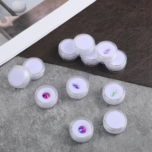 12 PCS Small Display Case, Round Small Loose Diamond Gemstone Display Box Bead Storage Container Round Jewelry Show Box Plastic Crystal Show Case Container Holder with Clear Top Lid and Sponge in Saudi Arabia