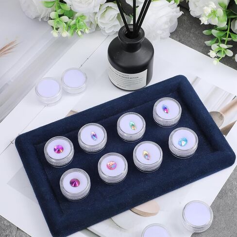 12 PCS Small Display Case, Round Small Loose Diamond Gemstone Display Box Bead Storage Container Round Jewelry Show Box Plastic Crystal Show Case Container Holder with Clear Top Lid and Sponge in Saudi Arabia