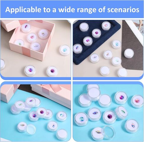 12 PCS Small Display Case, Round Small Loose Diamond Gemstone Display Box Bead Storage Container Round Jewelry Show Box Plastic Crystal Show Case Container Holder with Clear Top Lid and Sponge in Saudi Arabia