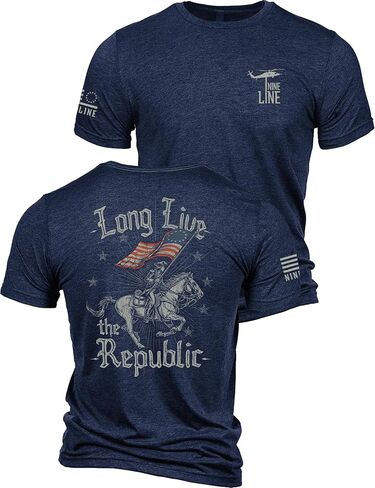 Nine Line Long Live The Republic America's 250th Anniversary T-Shirt, Patriotic USA Mens Graphic Shirt, Made in USA in Kuwait