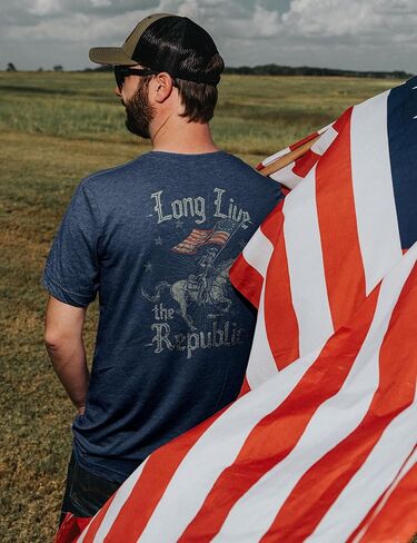Nine Line Long Live The Republic America's 250th Anniversary T-Shirt, Patriotic USA Mens Graphic Shirt, Made in USA in Kuwait