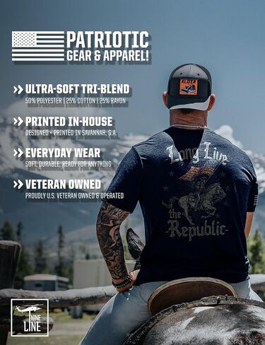 Nine Line Long Live The Republic America's 250th Anniversary T-Shirt, Patriotic USA Mens Graphic Shirt, Made in USA in Kuwait
