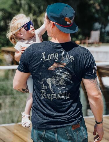 Nine Line Long Live The Republic America's 250th Anniversary T-Shirt, Patriotic USA Mens Graphic Shirt, Made in USA in Kuwait