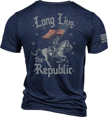Nine Line Long Live The Republic America's 250th Anniversary T-Shirt, Patriotic USA Mens Graphic Shirt, Made in USA in Kuwait