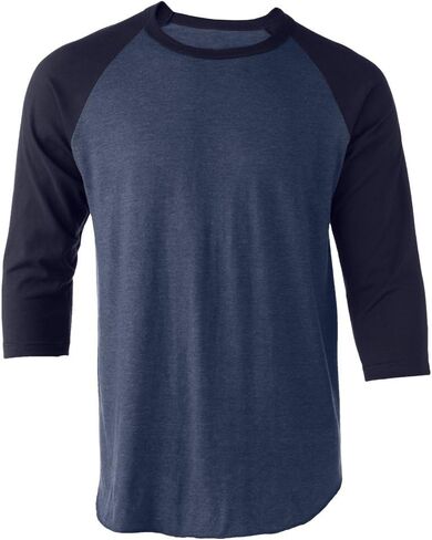 Tultex Unisex Fine Jersey Raglan Tee- Heather Denim/Navy 2XL in Kuwait