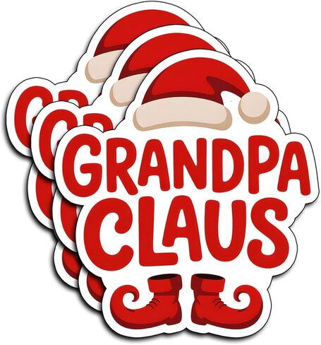(3Pcs) Grandpa Claus Christmas Stickers Funny Santa Hat Holiday Fun Decorating Xmas Christmas Gifts Waterproof Holiday Quotes Vinyl Decals for Kindle Water Bottle Bumper Car Hard Hat Phone Laptop 3" in Saudi Arabia