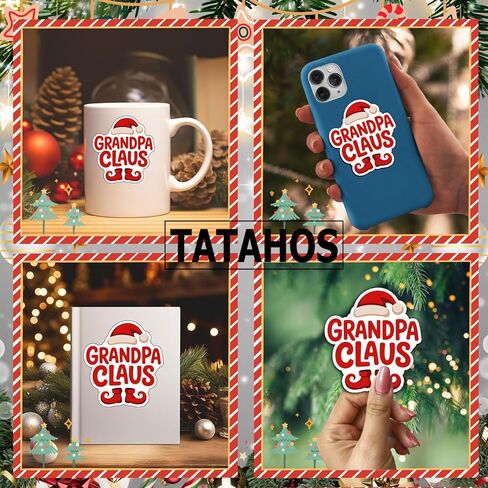 (3Pcs) Grandpa Claus Christmas Stickers Funny Santa Hat Holiday Fun Decorating Xmas Christmas Gifts Waterproof Holiday Quotes Vinyl Decals for Kindle Water Bottle Bumper Car Hard Hat Phone Laptop 3" in Saudi Arabia