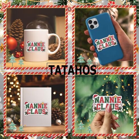 (3Pcs) Nannie Claus Christmas Stickers Holiday Sticker Grandma Fun for Decorating Xmas Christmas Gifts Waterproof Holiday Quotes Vinyl Decals Kindle Water Bottle Bumper Car Hard Hat Phone Laptop 3x2 in Saudi Arabia