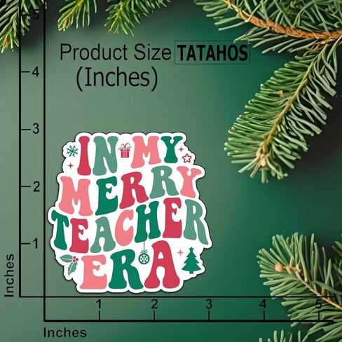 (3Pcs) in My Merry Teacher Era Stickers Christmas Holiday Sticker Teachers Fun Decorating Xmas Christmas Gifts Waterproof Holiday Vinyl Decals Kindle Water Bottle Bumper Car Hard Hat Phone Laptop 3" in Saudi Arabia