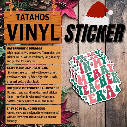 (3Pcs) in My Merry Teacher Era Stickers Christmas Holiday Sticker Teachers Fun Decorating Xmas Christmas Gifts Waterproof Holiday Vinyl Decals Kindle Water Bottle Bumper Car Hard Hat Phone Laptop 3" in Saudi Arabia