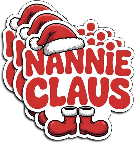 (3 قطع) ملصقات Nannie Claus مضحكة للعطلات مقاومة للماء لتزيين متعة Nannie في عيد الميلاد وهدايا عيد الميلاد مقاومة للماء ومقتبسات للعطلات من الفينيل لزجاجة مياه Kindle ومصد السيارة وقبعة صلبة للهاتف المحمول 3 بوصات in Kuwait