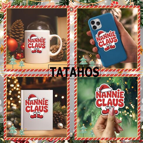 (3 قطع) ملصقات Nannie Claus مضحكة للعطلات مقاومة للماء لتزيين متعة Nannie في عيد الميلاد وهدايا عيد الميلاد مقاومة للماء ومقتبسات للعطلات من الفينيل لزجاجة مياه Kindle ومصد السيارة وقبعة صلبة للهاتف المحمول 3 بوصات in Kuwait