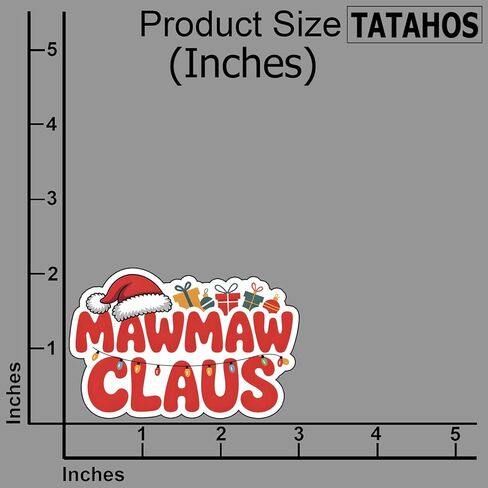 (3Pcs) Mawmaw Claus Stickers Funny Christmas or Stocking Stuffer Fun for Decorating Xmas Christmas Gifts Waterproof Holiday Quotes Vinyl Decals Kindle Water Bottle Bumper Car Hard Hat Phone Laptop 3x2 in Kuwait