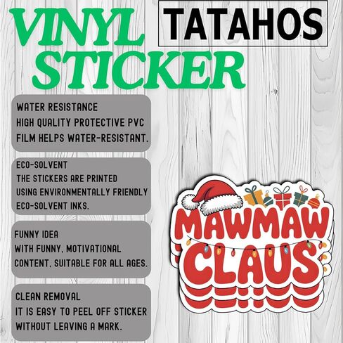 (3Pcs) Mawmaw Claus Stickers Funny Christmas or Stocking Stuffer Fun for Decorating Xmas Christmas Gifts Waterproof Holiday Quotes Vinyl Decals Kindle Water Bottle Bumper Car Hard Hat Phone Laptop 3x2 in Kuwait