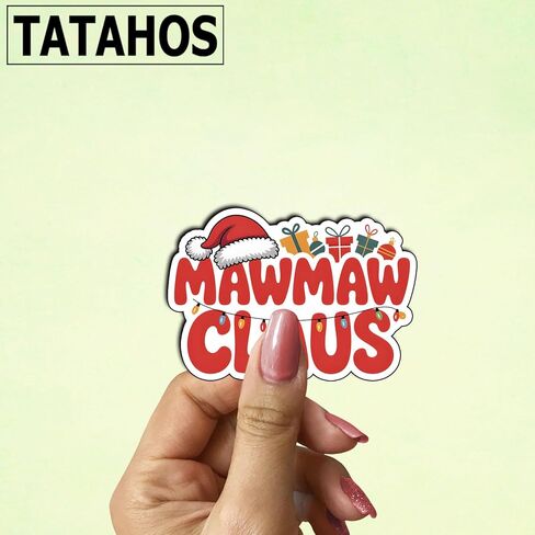 (3Pcs) Mawmaw Claus Stickers Funny Christmas or Stocking Stuffer Fun for Decorating Xmas Christmas Gifts Waterproof Holiday Quotes Vinyl Decals Kindle Water Bottle Bumper Car Hard Hat Phone Laptop 3x2 in Kuwait