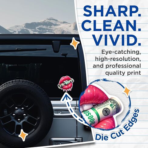(2 Pack) Juicy Lips with Money Stickers - Fierce Cool Dripping Juicy Lips - 5 Inches On Longest Side - Premium Vinyl - for Cars, Trucks, Skateboards, Laptops - Made in USA - BMCS1683 in Kuwait