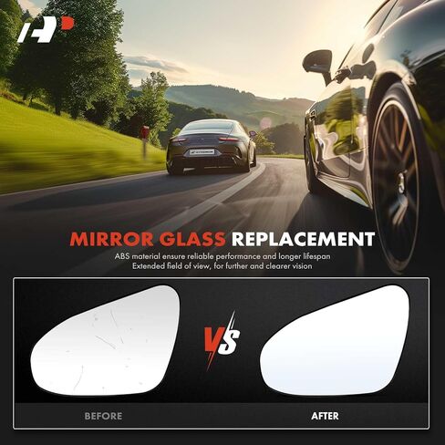 A-Premium Left Driver Side Non-Heated Mirror Glass with Backing Plate - Compatible with Toyota Corolla 2014-2019 - Exterior Side View Flat Mirror in Saudi Arabia