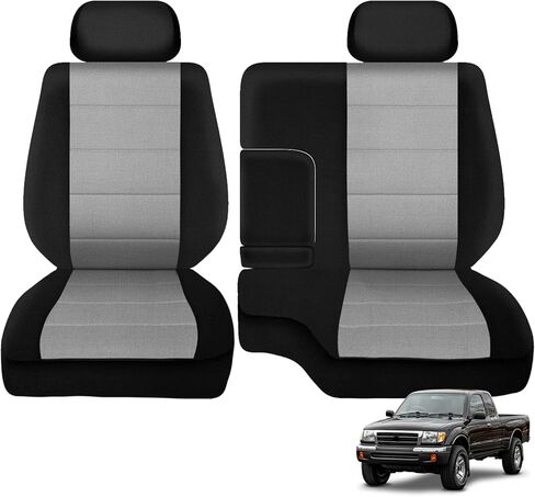 أغطية مقاعد أمامية مخصصة من SAPUBK بديلة لغطاء مقعد Toyota Tacoma من النيوبرين 2016-2024 مع ملحقات مساند الرأس، أسود in Kuwait