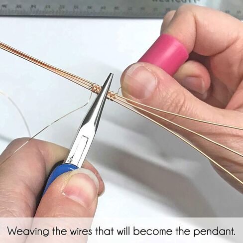 Pillar of Salt Studio Handcrafted Lapis Lazuli Gemstone Pendant Copper Woven Wire Necklace (22" Chain) in Kuwait