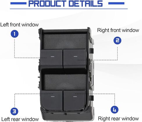 1081037-01-F Door Power Window Switch, Front Left Driver Side Master Window Switch for Tesla Model 3 2017 2018 2019 2020, Replace# 1081037-01-D in Saudi Arabia