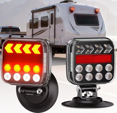 Ehaho Wireless Trailer Lights Magnetic Kit, Portable LED Tow Lights with IP67 Waterproof, Fast Charge Tail Light with 9 Hours Runtime, Turn Signal Reverse Brake Light for RV Boat Truck Car Towing in Kuwait