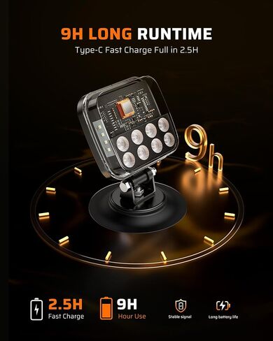 Ehaho Wireless Trailer Lights Magnetic Kit, Portable LED Tow Lights with IP67 Waterproof, Fast Charge Tail Light with 9 Hours Runtime, Turn Signal Reverse Brake Light for RV Boat Truck Car Towing in Kuwait