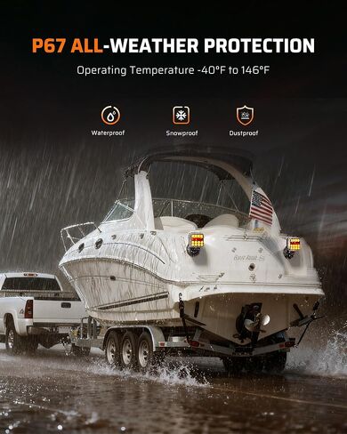 Ehaho Wireless Trailer Lights Magnetic Kit, Portable LED Tow Lights with IP67 Waterproof, Fast Charge Tail Light with 9 Hours Runtime, Turn Signal Reverse Brake Light for RV Boat Truck Car Towing in Kuwait