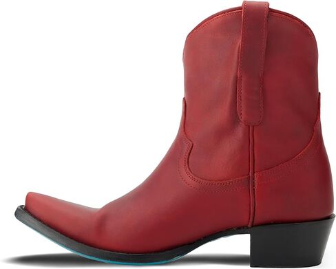 Lane Womens Emma Jane Snip Toe Bootie Casual Boots Ankle Low Heel 1-2" - Red in Saudi Arabia