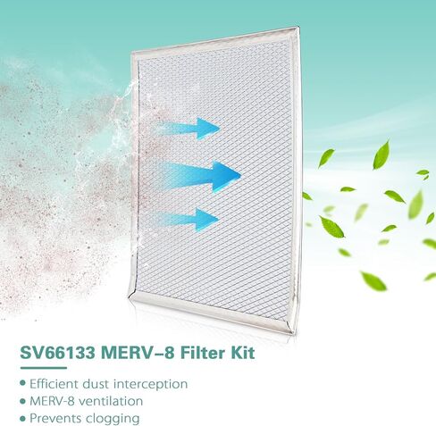 2Pcs SV66133 MERV-8 Filter Kit for Broan Nutone AI Series Ventilators B130H65RT, B110H65RT, B160H65RT, HRVXXSHA1130, ERVXXSVA1130 - Washable Replacement Parts, 10.7 x 8.7 x 0.35 Inches in Saudi Arabia
