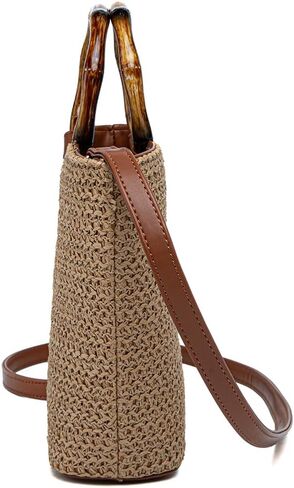 حقيبة يد صغيرة من الخيزران بمقبض من الخيزران، محفظة صيفية للشاطئ للنساء، حقائب يد بمقبض علوي للعطلات in Kuwait