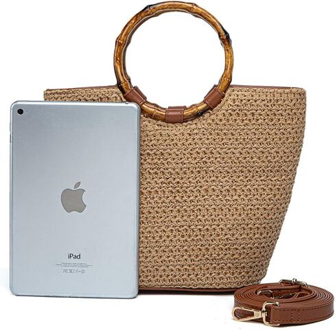 حقيبة يد صغيرة من الخيزران بمقبض من الخيزران، محفظة صيفية للشاطئ للنساء، حقائب يد بمقبض علوي للعطلات in Kuwait