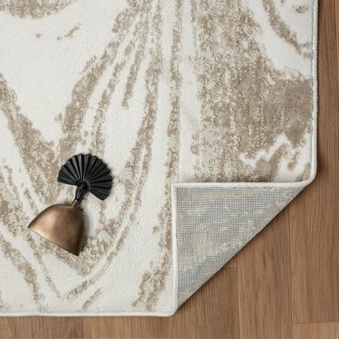 سجادة LUXE WEAVERS حديثة تجريدية من الرخام العاجي مقاس 8 × 10، سجادة غرفة المعيشة ذات ملمس مرتفع ومنخفض in Saudi Arabia
