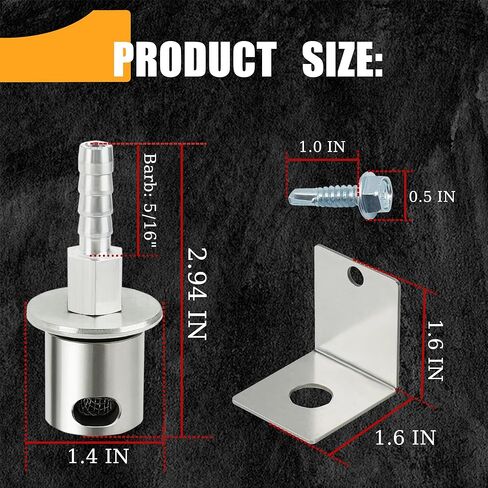 Silvery19-174 صمام تنفيس خزان الوقود مع مجموعة دعامة صمام فحص التمديد عن بعد متوافق مع Holley Sniper EFI ترقية 5/16 خرطوم بارب in Kuwait