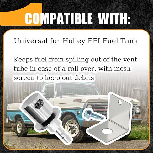 Silvery19-174 صمام تنفيس خزان الوقود مع مجموعة دعامة صمام فحص التمديد عن بعد متوافق مع Holley Sniper EFI ترقية 5/16 خرطوم بارب in Kuwait