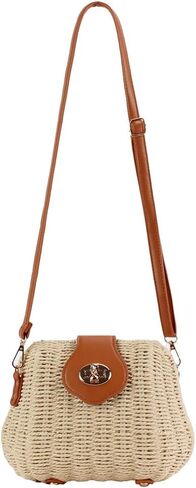 حقيبة يد هوبو من القش للنساء 2026 حقيبة كتف للعطلات الصيفية غير الرسمية محفظة منسوجة بوهو شل شكل حقيبة كروسبودي in Kuwait