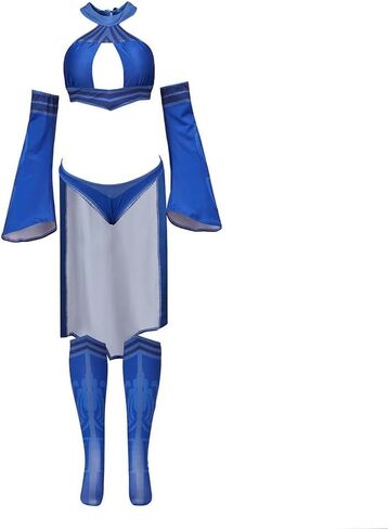 Kitana Cosplay Costume Women Kitana Sexy Blue Battle Suit in Kuwait