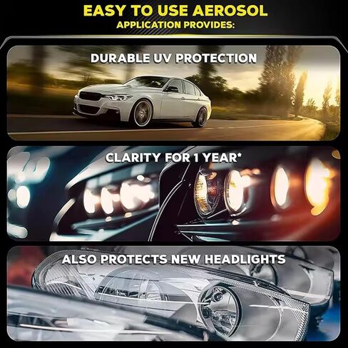 مجموعة ترميم المصابيح الأمامية الأكثر سطوعًا 10 مرات - منظف ومانع تسرب للمصابيح الأمامية من الدرجة الاحترافية، يعمل على إصلاح العدسات الغائمة الصفراء إلى الكريستال الشفاف في 5 دقائق، ملحقات السيارة ومستلزمات تنظيف السيارة من أجل سلامة القيادة الليلية in Kuwait