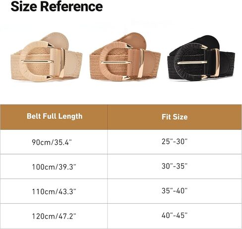 حزام ياوبينغ المنسوج من القش 3 قطع للسيدات، حزام بوهو مرن للخصر مضفر للفستان in Kuwait