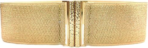 Gold Corset Waist Belt - Wide Waist Cincher - Elastic Waspie Belt - Glittering Waspie - Female in Kuwait