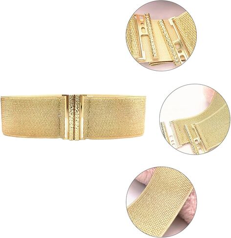 Gold Corset Waist Belt - Wide Waist Cincher - Elastic Waspie Belt - Glittering Waspie - Female in Kuwait
