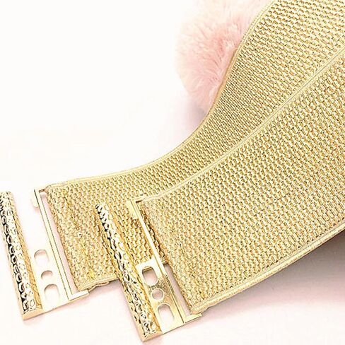 Gold Corset Waist Belt - Wide Waist Cincher - Elastic Waspie Belt - Glittering Waspie - Female in Kuwait
