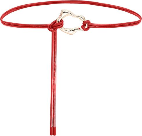 Knotted Waist Belt for Women Skinny Belts Thin PU Leather Belt for Dresses in Kuwait